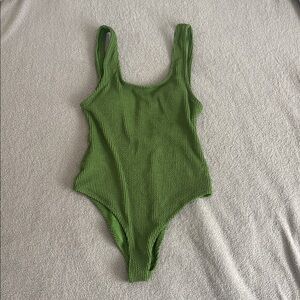 Green deep cut back One-Piece Swimsuit
